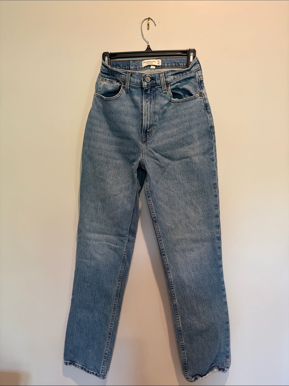 Abercrombie & Fitch Classic Straight-Leg Denim Jeans — Light Blue